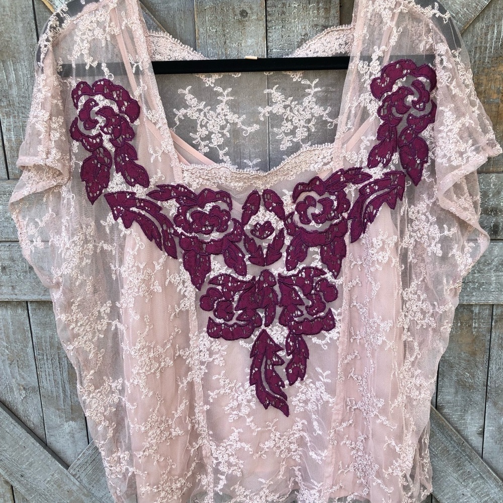 Gibson Latimer two piece rose blouse size small